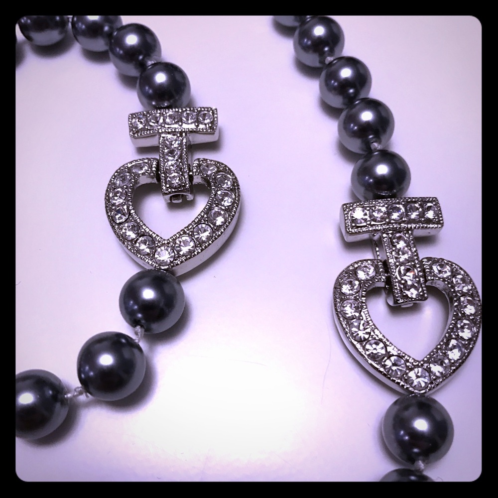 Faux Pearl/Rhinestone Necklace & Earring Set